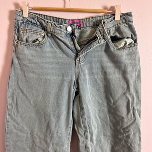 Edikted Blue Baggy Low Rise Wide Leg Denim